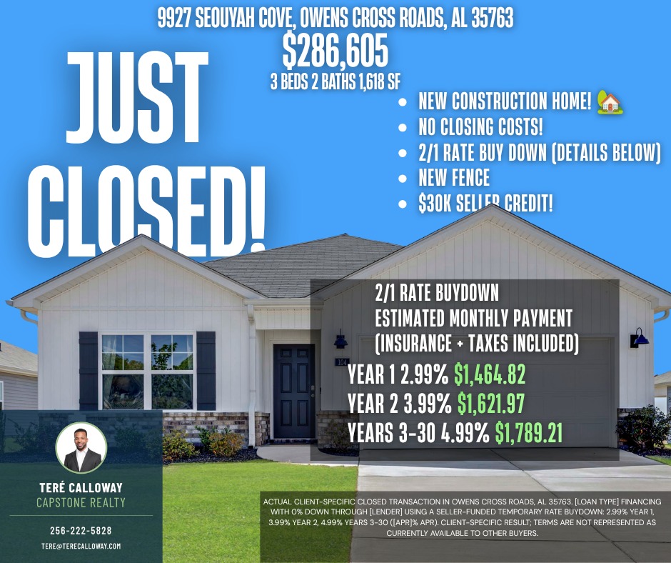 Todd and Betty's closing on their brand-new home near Huntsville, Alabama, with Teré Calloway of Capstone Realty