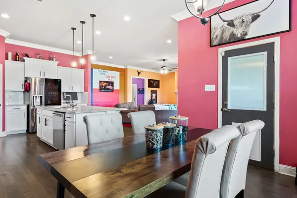 Dining area open to the kitchen
