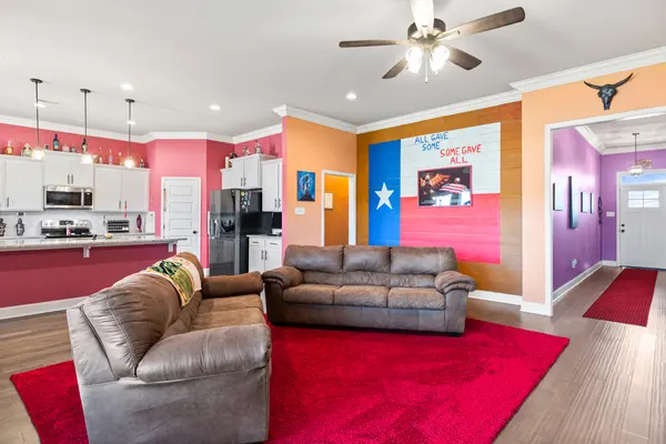 Open living, dining and kitchen